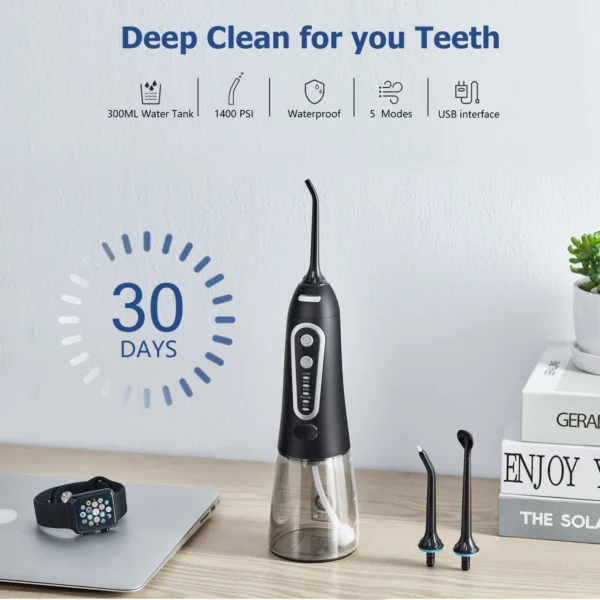 Oral Irrigator USB Rechargeable Water Flosser Portable Dental Water Jet 300ML Water Tank Waterproof Teeth Cleaner For Oral Care - Image 6