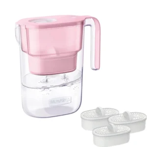 Waterdrop Water Filter Pitcher with 4 Filter, Lasts 200 Gallons, Reduces PFOA/PFOS, Chlorine, 7-Cup Capacity, Elfin, Pink