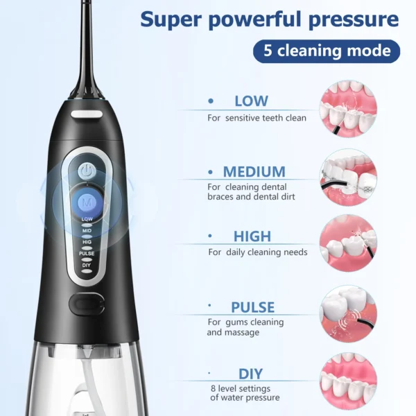 Oral Irrigator USB Rechargeable Water Flosser Portable Dental Water Jet 300ML Water Tank Waterproof Teeth Cleaner For Oral Care - Image 2